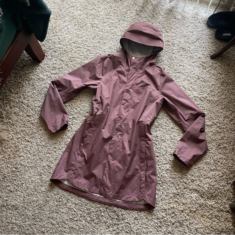 REI Mauve Hooded Trench Raincoat